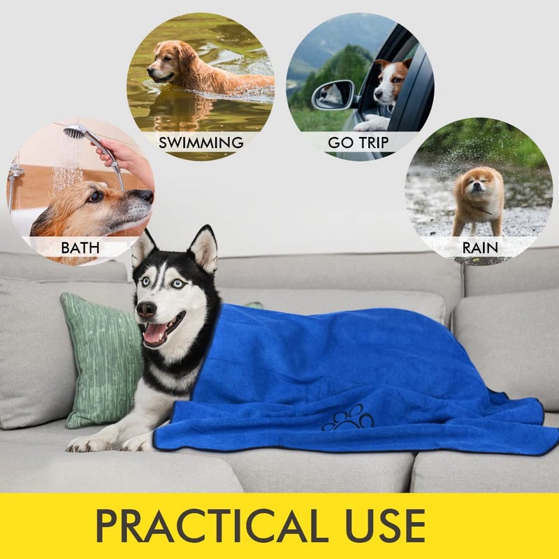 KinHwa Dog Towel Super Absorbent Pet Bath Towel Microfiber Dog Drying Towel for Small, Medium, Large Dogs and Cats 30inch x 50inch Dark-Blue - Image 4
